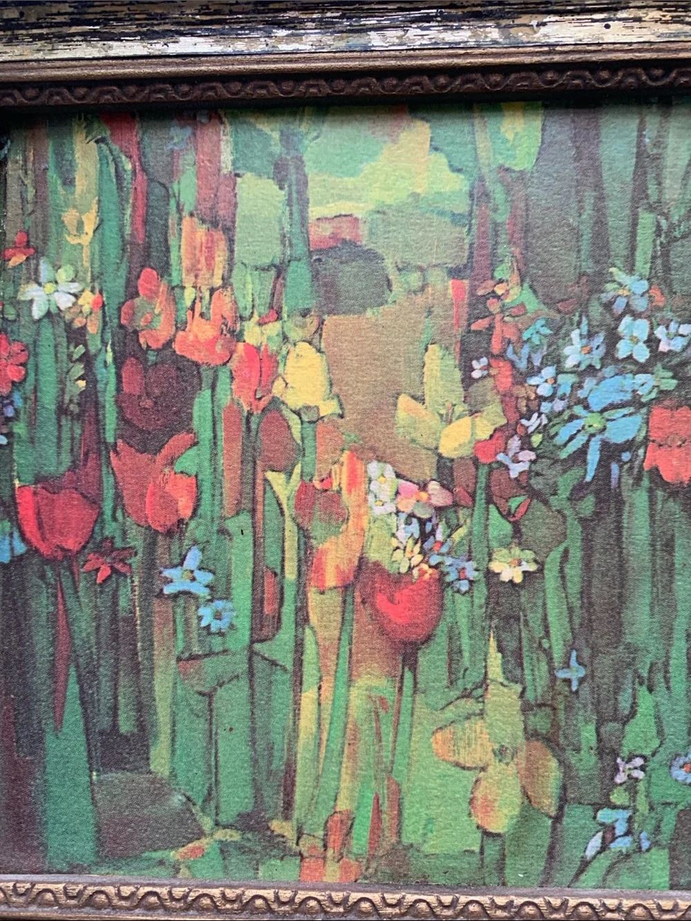 Vintage Art Floral Print Embellished Wood Frame - Picture 2 of 6